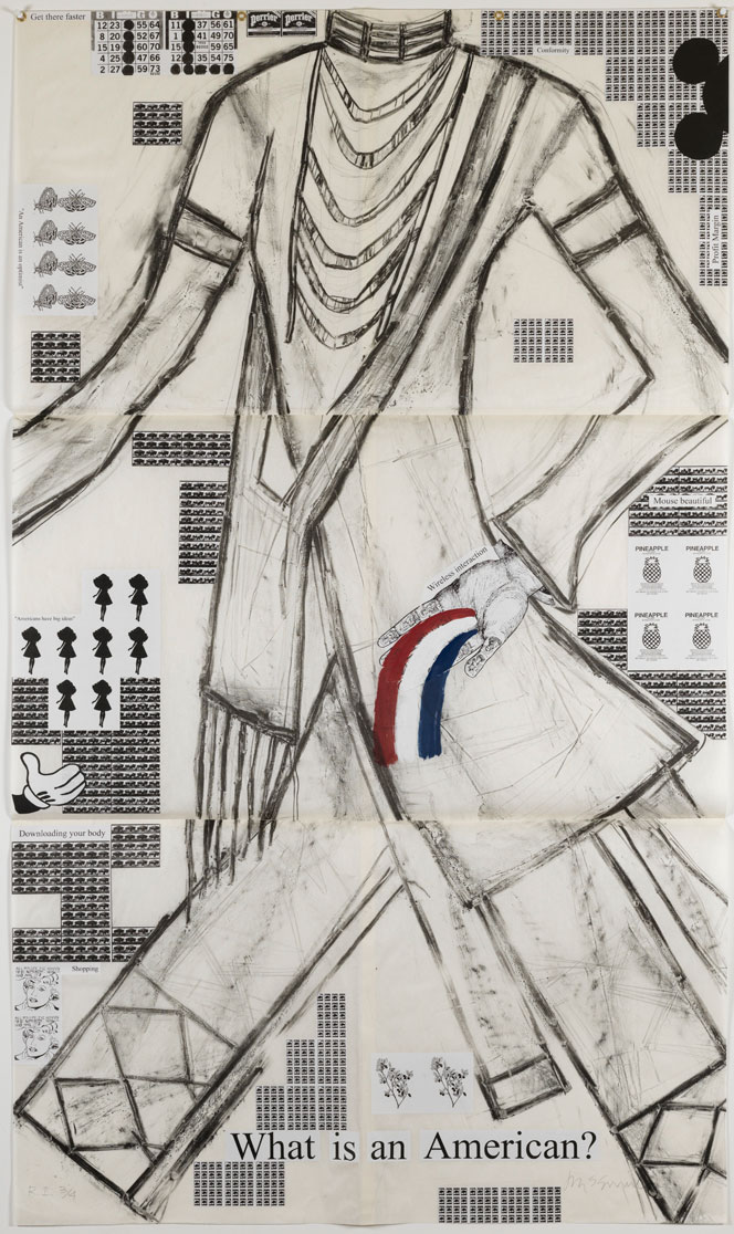 Jaune Quick-to-See Smith (1940-2025), What is an American?, 2001-2003.